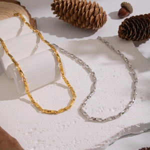 Chic geometric stainless steel chain necklaces in gold and silver for women