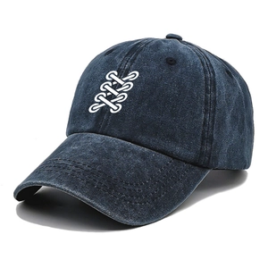 Washed Cotton Baseball Cap Vintage Adjustable Sun Protection Outdoor Streetwear Hat Unisex White Cross Lacing Graphic