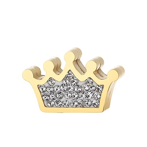 Golden crown pendant accessory with sparkling rhinestones for jewelry making