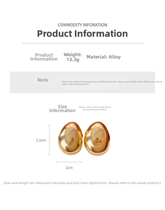 Détail de boucles d'oreilles ovales dorées 13,3g avec dimensions et surface polie