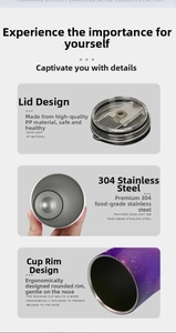 Detail of 20oz stainless steel tumbler with 304 food-grade liner and clear PP lid