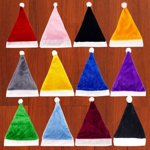 Short Plush Christmas Hat Santa Hat For Adults Festive Party Decoration Colorful Soft