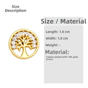 Dettaglio pendente albero della vita 10mm placcato oro 18K con zirconi luminosi
