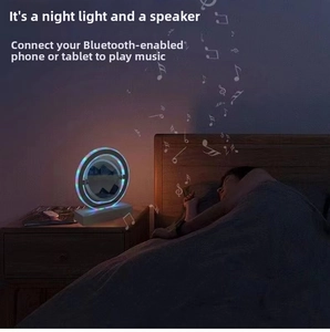 Detail of RGB quicksand night light with integrated Bluetooth speaker and remote control