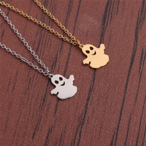Colliers pendentifs fantômes en or et argent en acier inoxydable avec chaîne minimaliste