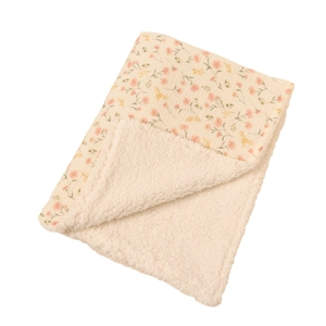 Floral baby swaddle blanket with thick cotton muslin and soft sherpa lining