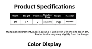 Detailed size chart showing dimensions and weight for the portable insulated water bottle bag