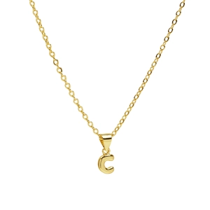 Detailed close-up of 18k gold-plated balloon letter C pendant with reflective finish