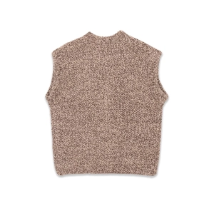 Women's minimalist thick-knit vest in melange beige with ribbed crew neck and hem