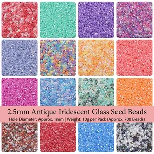 Iridescent Glass Seed Beads Small Round Cylinder Vintage Style For DIY Jewelry Making Bracelet Necklace Crafting Colorful