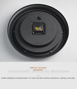 Detailed view of the back of a 30cm clock with ABS movement and battery compartment