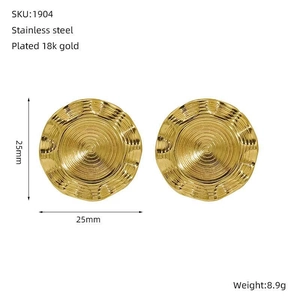 Technische Ansicht der 25mm 18K vergoldeten Edelstahl-Spiral-Creolen mit Details