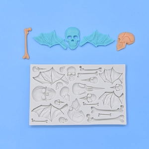 Halloween silicone mold with skull and wing shapes for DIY chocolate and cake baking