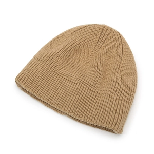 Unisex ribbed knit beanie hat in light brown, perfect for winter warmth and outdoor fashion