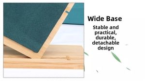 Detail of bamboo jewelry display base with green velvet and detachable slot feature