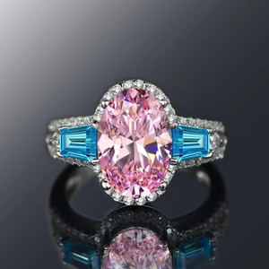 Elegante Luxe Ring Voor Dames Koper Met Ovalen Zirkoon Baguette Geslepen Zijstenen Halo Ontwerp Mode Sieraden
