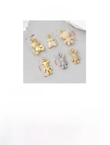 Size chart showing 14K gold plated bear charms with dimensions and weight for DIY jewelry