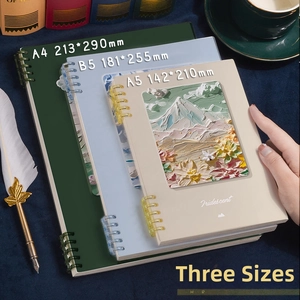Detailed comparison of A4, B5, and A5 oil painting notebooks in three sizes