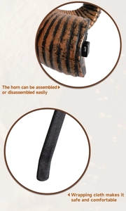 Detail showing the detachable horn design and cloth-wrapped headband for comfort
