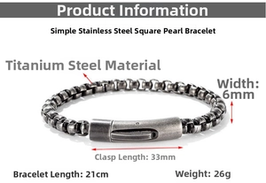 Detailed specs of punk titanium steel chain featuring a 33mm buckle and 6mm width
