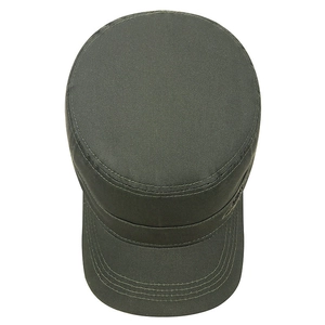 Classic army green flat top military cap made of durable cotton twill for outdoor activities