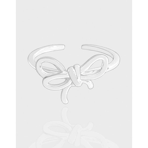 Bow Ring 925 Sterling Silver Adjustable Open Finger Band Jewelry Niche Design Elegant Accessories For Women