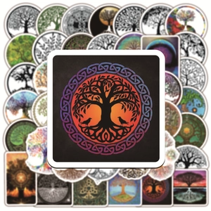 Set of 50 Tree of Life waterproof stickers for luggage laptop and skateboard decor