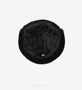 Close-up of the black quilted lining and thermal plush interior of the winter ski hat