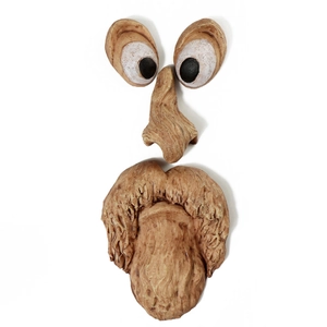 Luminous resin tree face decoration set with bark texture for outdoor garden decor