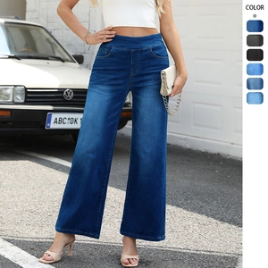 Ψηλόμεσο Τζιν Με Φαρδύ Μπατζάκι Denim Χαλαρή Ίσια Γραμμή Τσέπες Πλυμένο Casual Streetwear Για Γυναίκες