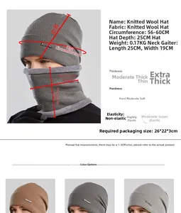 Guide des tailles montrant le tour de tête de 56-60 cm et la doublure de ce bonnet