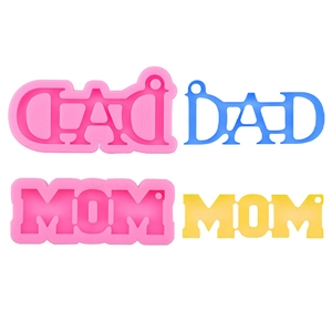 Silicone Mold For DIY Resin Casting Keychain Pendant Letter MOM DAD Design Flexible Mirror Surface Crafting Tool