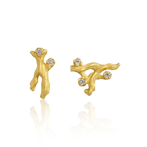 Branch Shaped Stud Earrings With 925 Sterling Silver Earring Post Zircon Encrusted Irregular Coral Design For Women