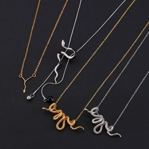 Punk style snake necklaces in gold and silver metal finishes for men and women