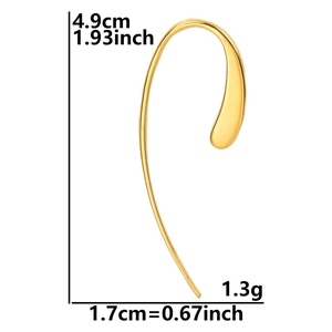 Detailed size specifications for 304 stainless steel gold-plated teardrop earrings