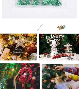 Detailed Christmas tree ornaments set including golden star topper and festive wreaths