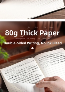 Détail de carnet A5 avec papier épais de 80g et écriture double face sans bavure d'encre.