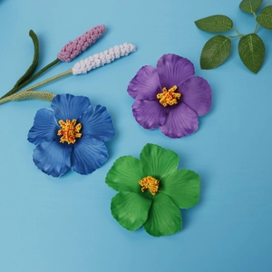 Colorful 10cm artificial hibiscus flowers hair clip with green leaves for beach vacation