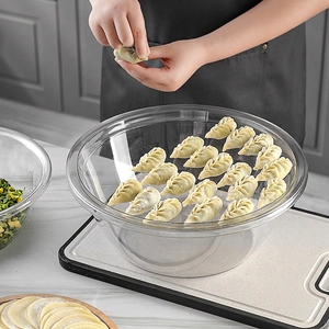 Food grade transparent dough mixing bowl with lid and dumpling storage tray layer