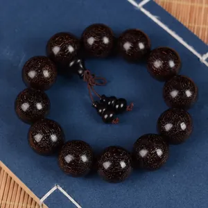 Natural Blood Sandalwood Beaded Bracelet Gold Star Texture Buddha Beads Bracelet Ethnic Retro Wood Jewelry For Men Women Gift