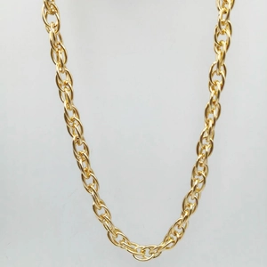 Classic 60cm KC gold twisted rope chain necklace for men with a polished metallic finish