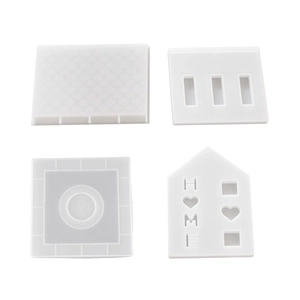 4-piece HOME heart house silicone molds for DIY resin night light and Christmas ornaments