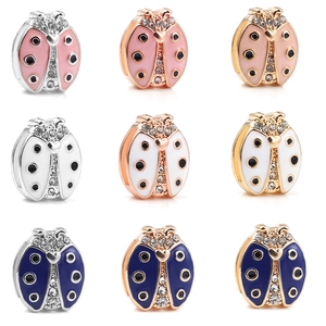 Colorful ladybug charms in metal and enamel for 10mm mesh bracelet DIY jewelry making