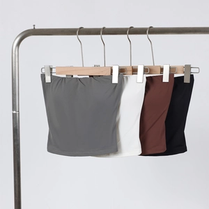 Selection of elastic strapless bandeau tops in gray, white, brown and black colors
