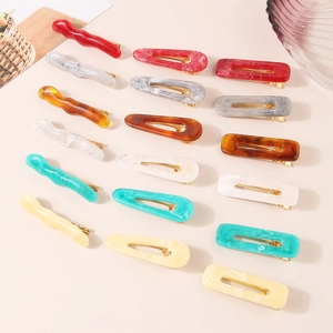Pinces À Cheveux En Résine Acétate Pinces À Bec De Canard En Métal Motif Marbre Écaille Géométrique Pour Femmes Filles