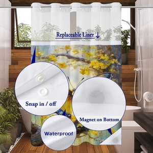Détails du rideau de douche avec doublure amovible et ourlet magnétique lesté