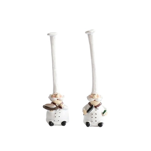 Set of two decorative chef figurines in white resin for home kitchen and window display