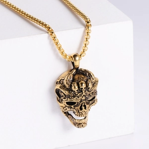 Gothic Skull Pendant Necklace 304 Stainless Steel Ghost Head Vintage Punk Biker Jewelry For Men Women