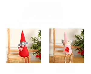 Détails de poupées de Noël en peluche, ange et gnome avec ailes et écharpes rayées