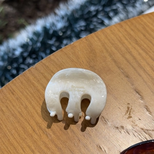 French style white marble resin hair claw clip with golden Barrette La France lettering